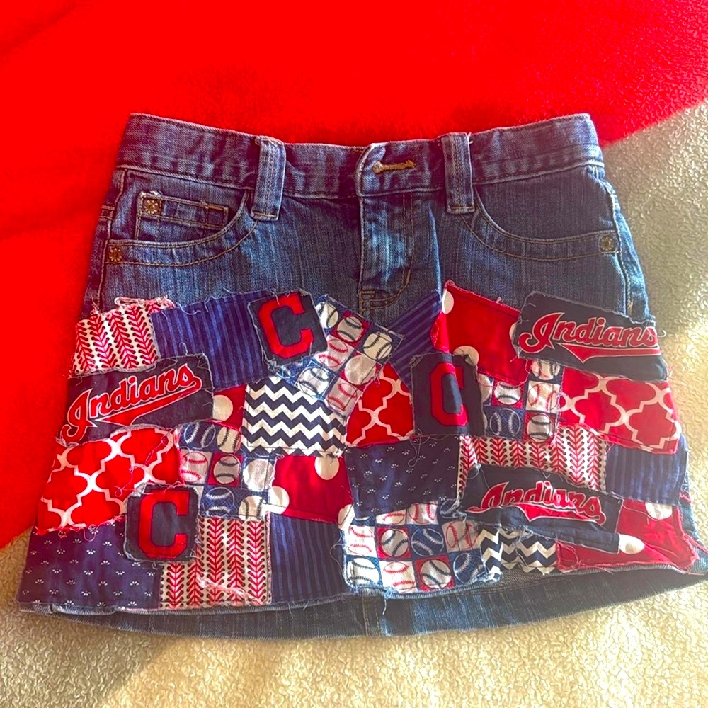 Girls Custom Made Distressed Denim Major League Baseball (MLB) Skirt